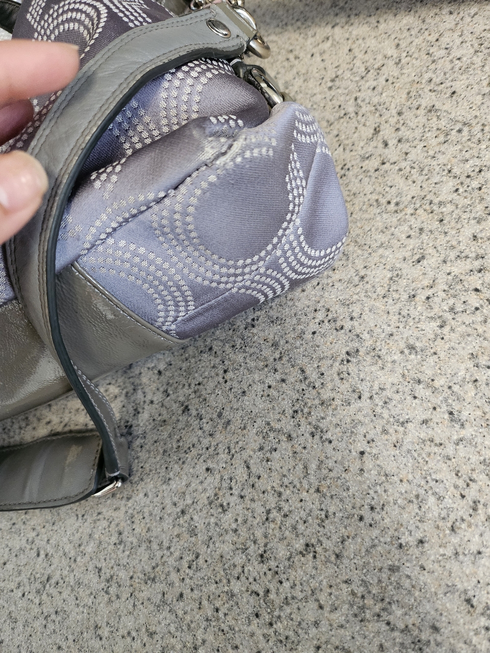 Coach Grey Signature Satchel with Silver Accents - Picture 8 of 13